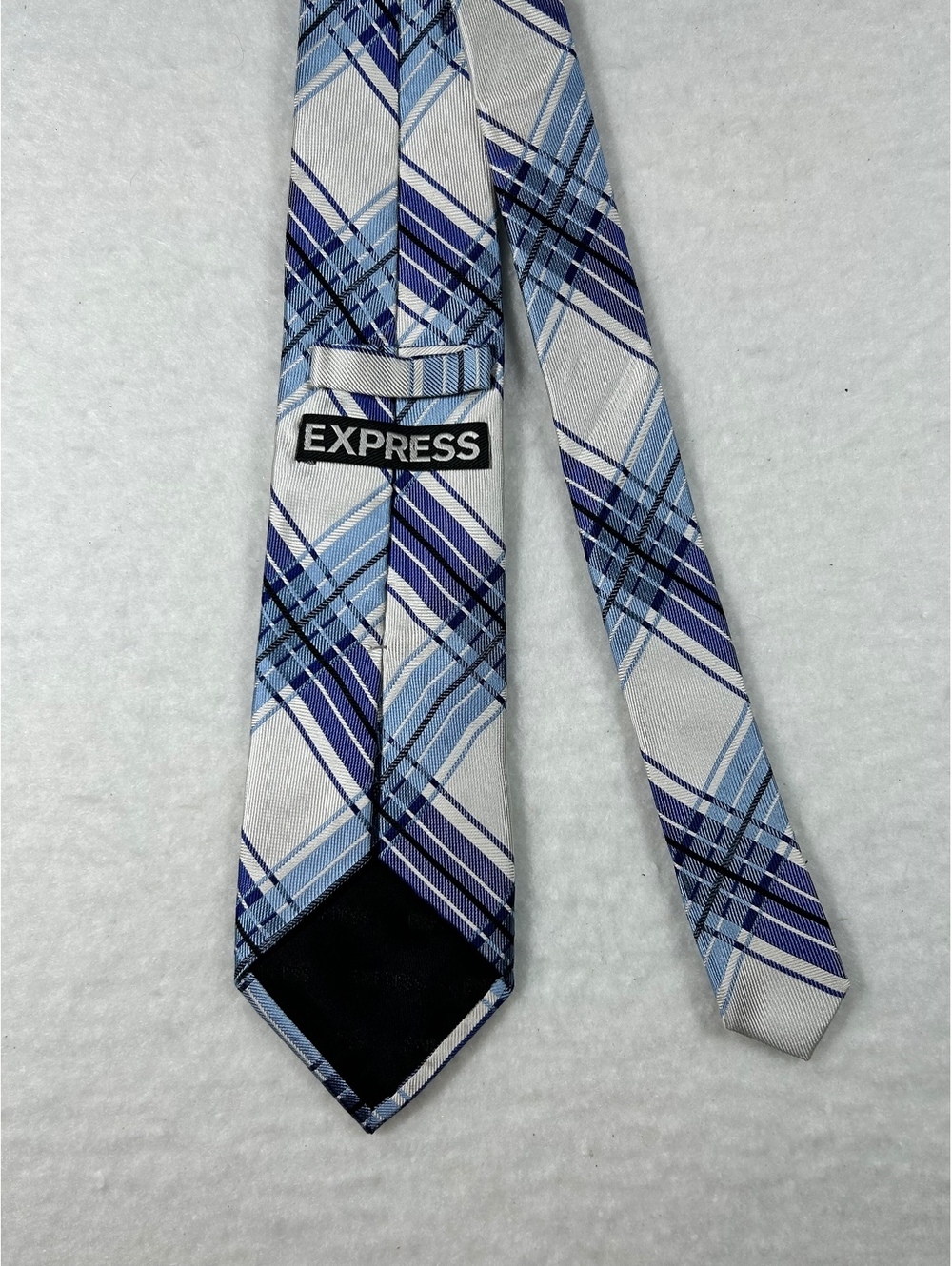 Express Men's Blue Plaid Silk Tie